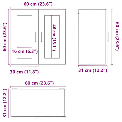 Küchen-Hängeschrank mit Glastür Porto Grau Sonoma