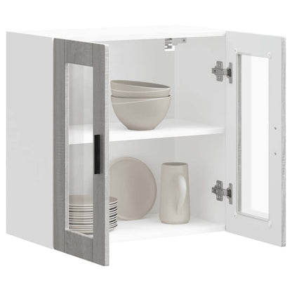 Küchen-Hängeschrank mit Glastür Porto Grau Sonoma