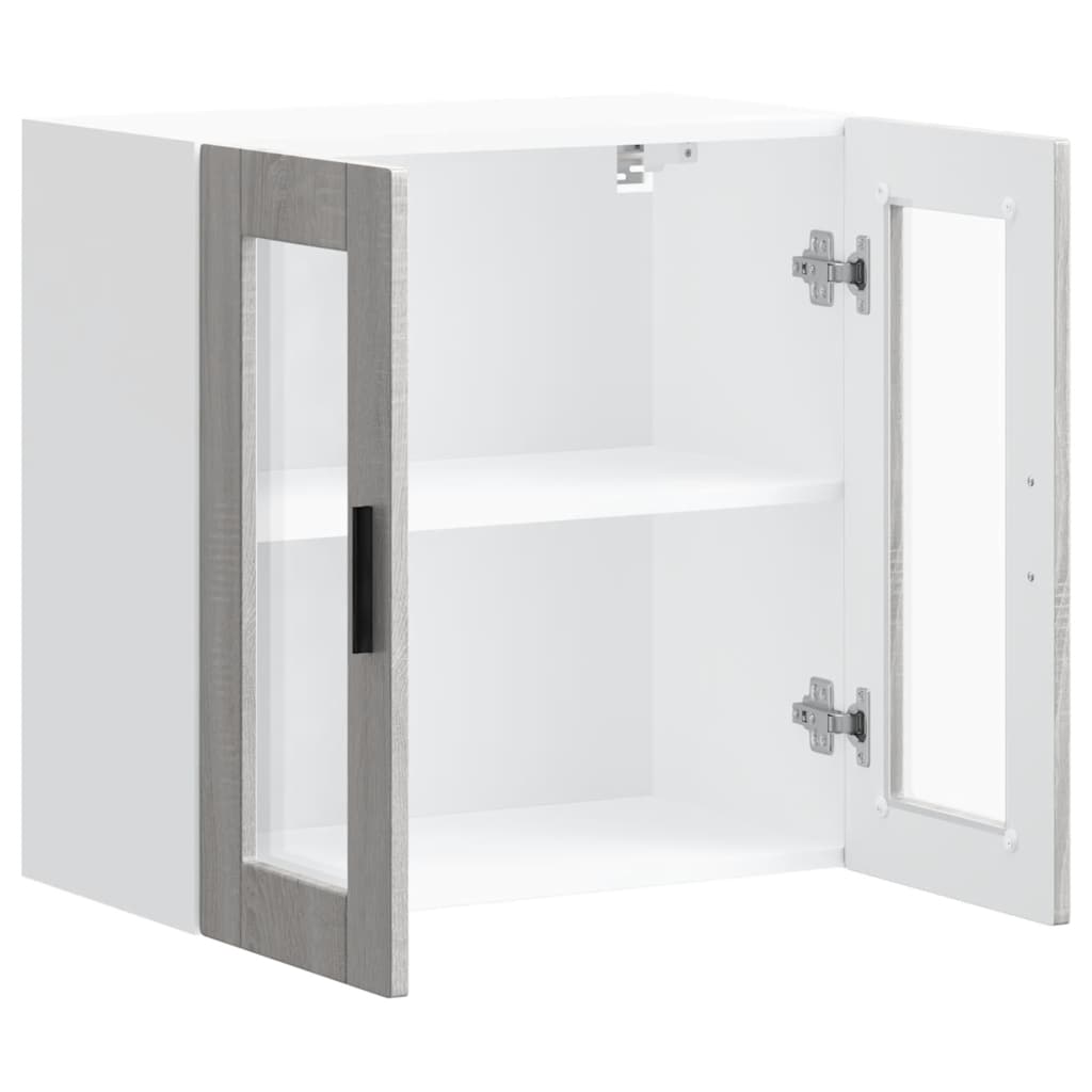 Küchen-Hängeschrank mit Glastür Porto Grau Sonoma