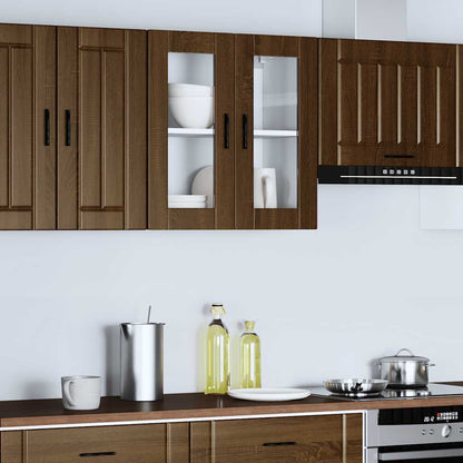 Küchen-Hängeschrank mit Glastür Porto Braun Eichen-Optik