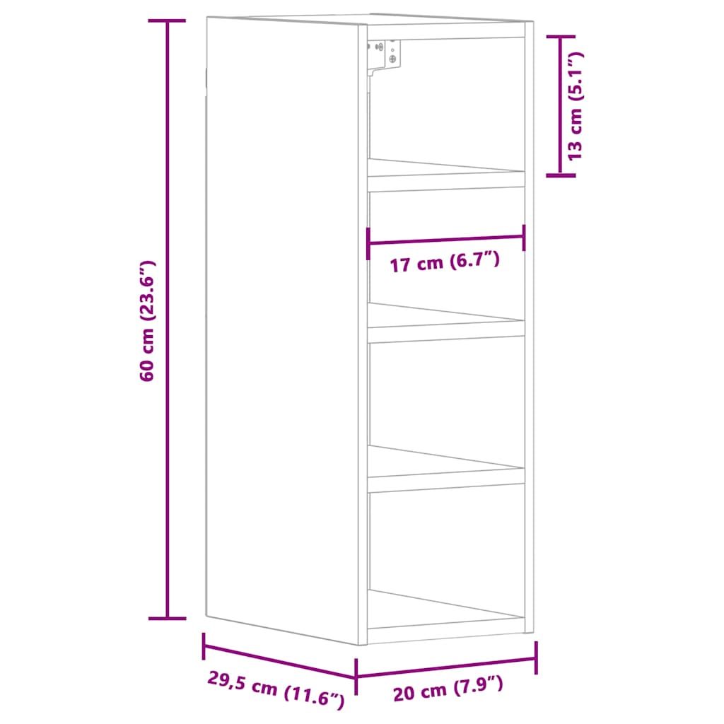 Hängeschrank Riga Betongrau 20x29,5x60 cm Holzwerkstoff