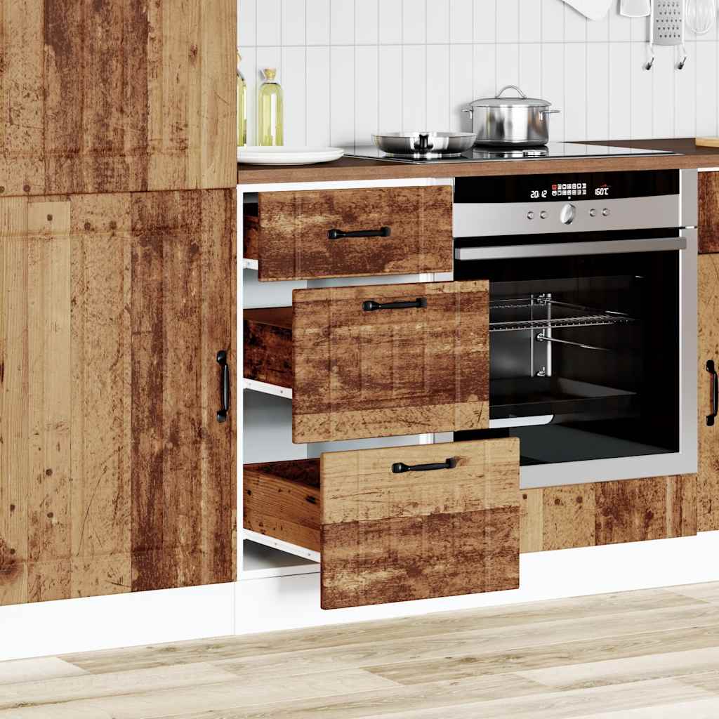 Køkkenunderskab Lucca træmateriale i gammelt trælook
