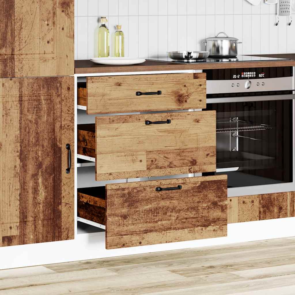 Køkkenunderskab Kalmar træmateriale i gammelt trælook