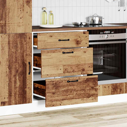 Køkkenunderskab Kalmar træmateriale i gammelt trælook