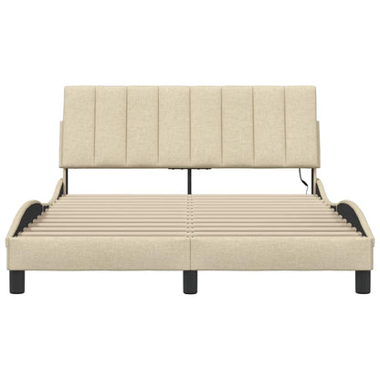 Bettgestell ohne Matratze "Hanko" Creme 140x190 cm Stoff