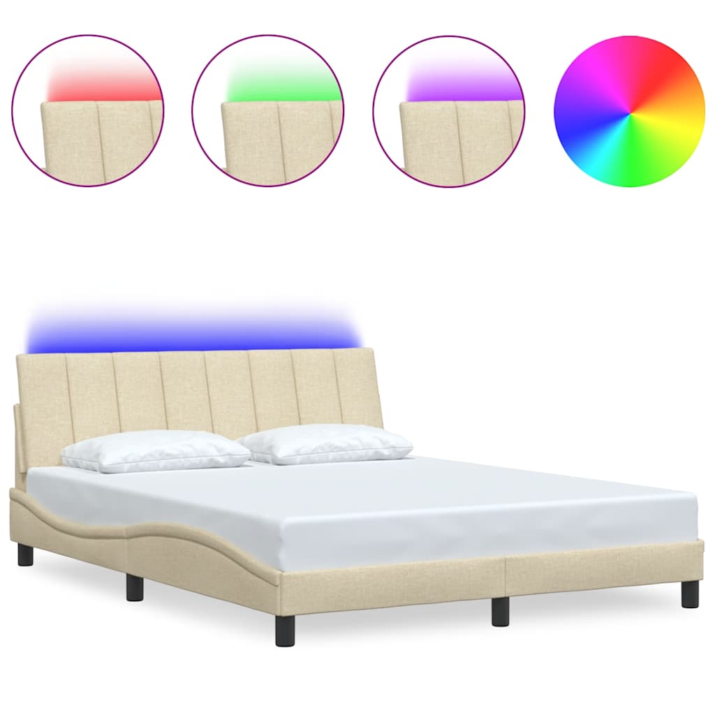 Bettgestell ohne Matratze "Hanko" Creme 160x200 cm Stoff