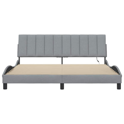 Bettgestell ohne Matratze "Hanko" Hellgrau 180x200 cm Stoff