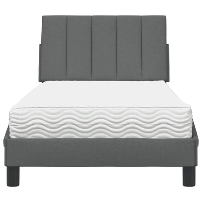 Bett mit Matratze "Hanko" Dunkelgrau 80x200 cm Stoff