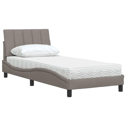 Bett mit Matratze "Hanko" Taupe 90x190 cm Stoff