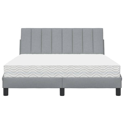 Bett mit Matratze "Hanko" Hellgrau 120x200 cm Stoff