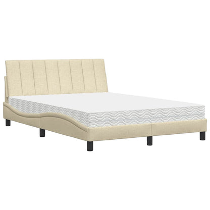 Bett mit Matratze "Hanko" Creme 140x190 cm Stoff