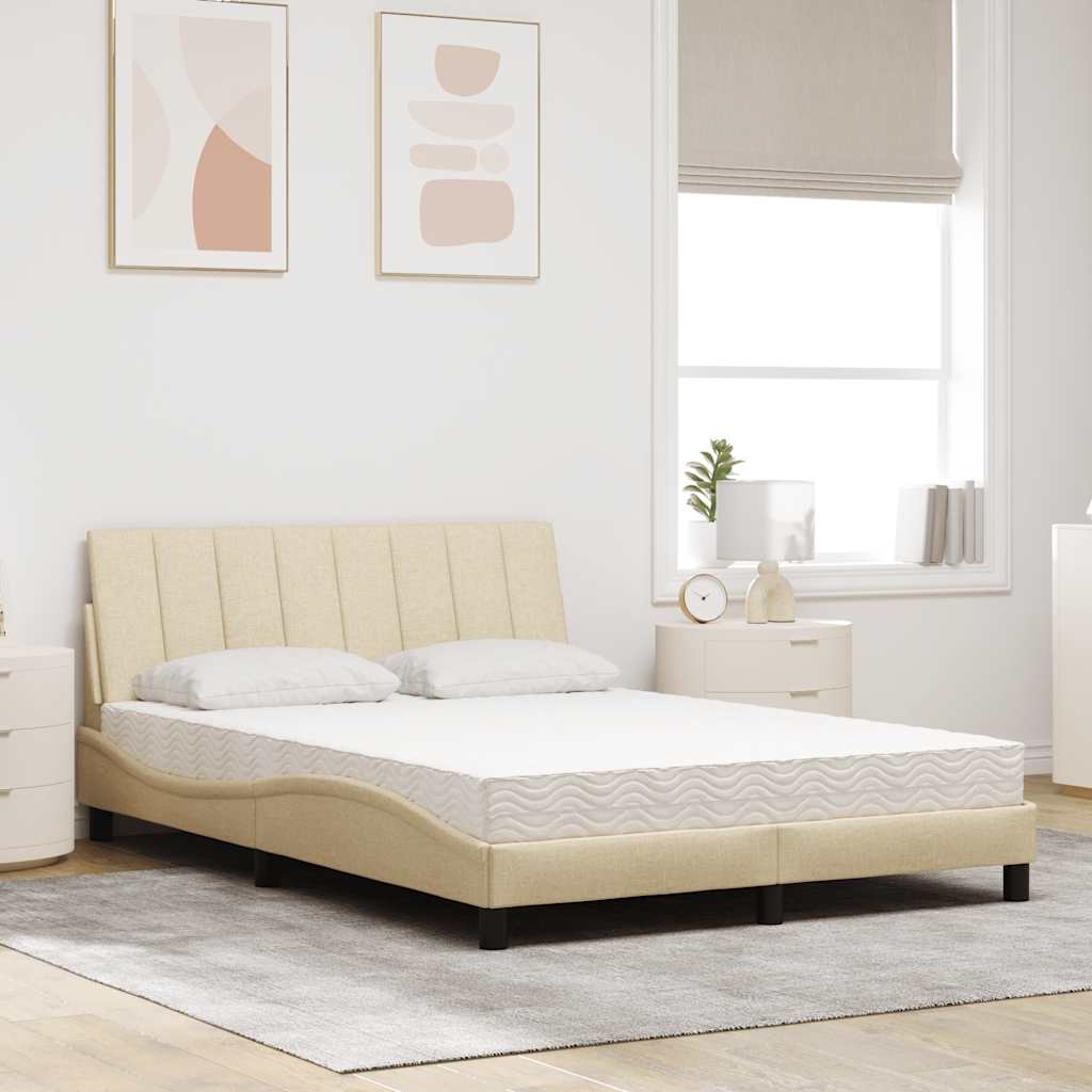 Bett mit Matratze "Hanko" Creme 140x190 cm Stoff