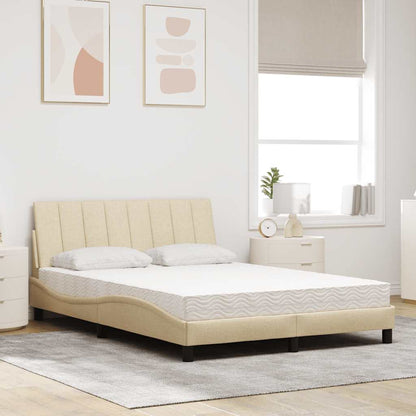 Bett mit Matratze "Hanko" Creme 140x190 cm Stoff
