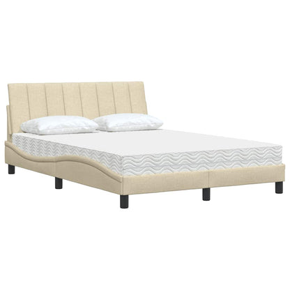 Bett mit Matratze "Hanko" Creme 140x190 cm Stoff