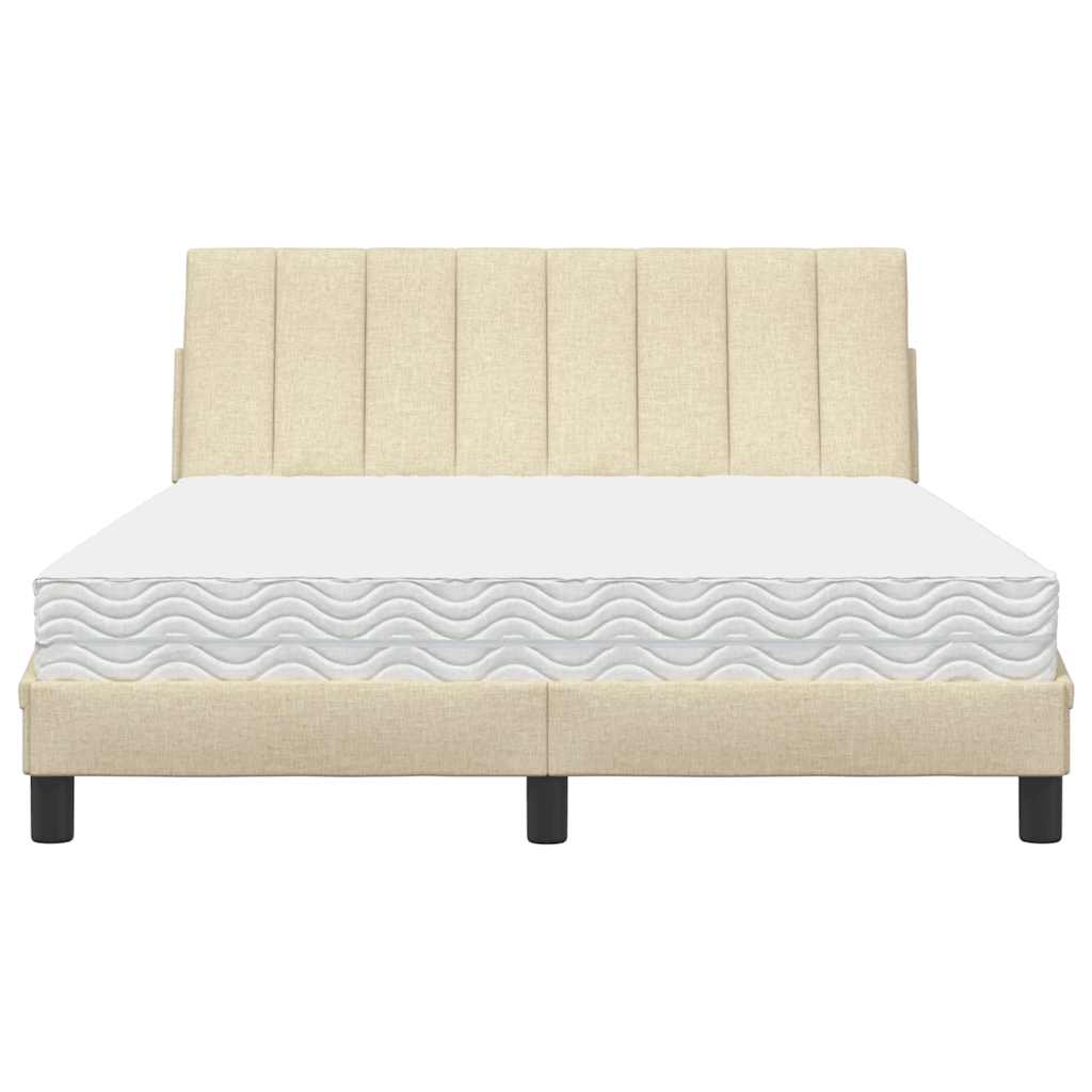 Bett mit Matratze "Hanko" Creme 140x190 cm Stoff