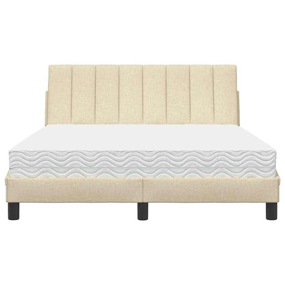Bett mit Matratze "Hanko" Creme 140x190 cm Stoff