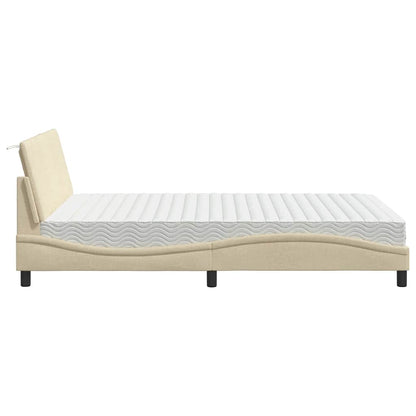 Bett mit Matratze "Hanko" Creme 140x190 cm Stoff