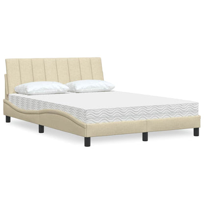 Bett mit Matratze "Hanko" Creme 140x190 cm Stoff