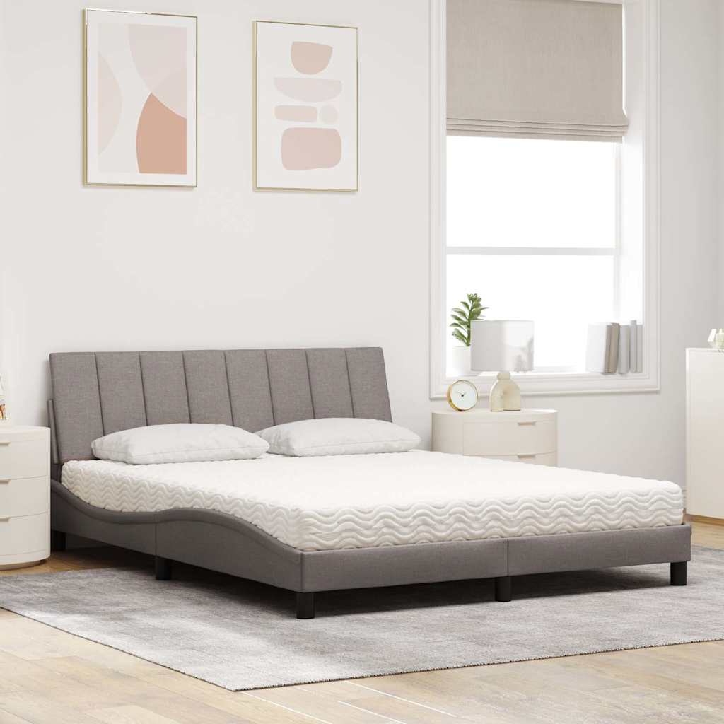 Bett mit Matratze "Hanko" Taupe 160x200 cm Stoff