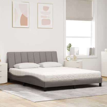 Bett mit Matratze "Hanko" Taupe 160x200 cm Stoff
