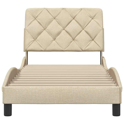 Bettgestell ohne Matratze Creme 80x200 cm Stoff