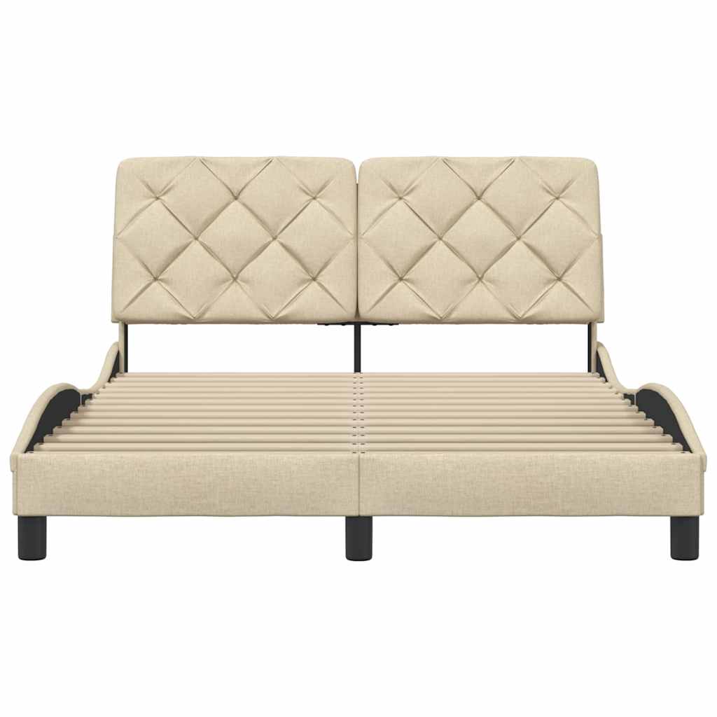 Bettgestell ohne Matratze Creme 140x190 cm Stoff