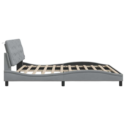 Bettgestell ohne Matratze Hellgrau 200x200 cm Stoff