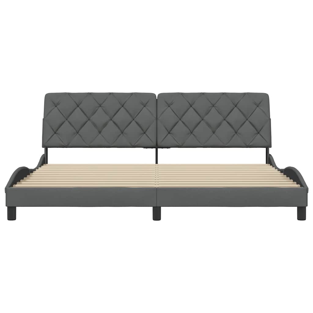 Bettgestell ohne Matratze Dunkelgrau 200x200 cm Stoff
