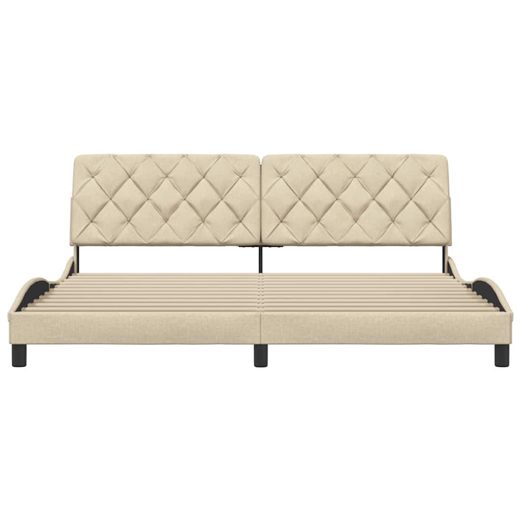 Bettgestell ohne Matratze Creme 200x200 cm Stoff