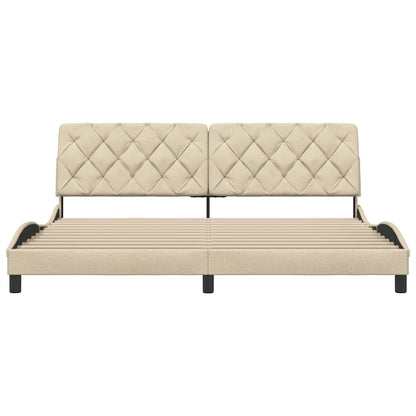 Bettgestell ohne Matratze Creme 200x200 cm Stoff