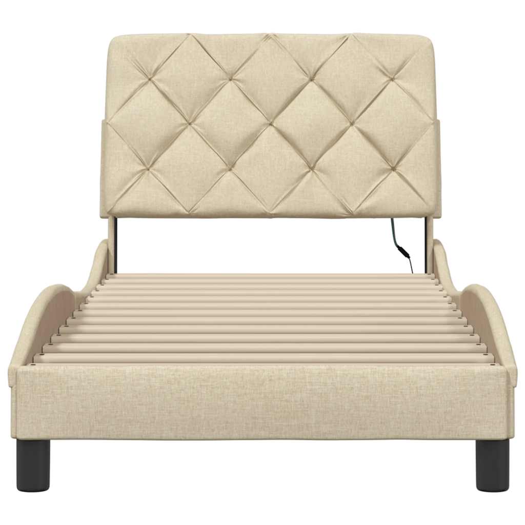 Bettgestell mit LED ohne Matratze Creme 80x200 cm Stoff