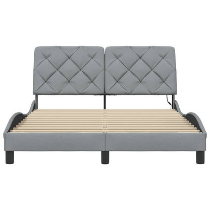 Bettgestell mit LED ohne Matratze Hellgrau 140x190 cm Stoff