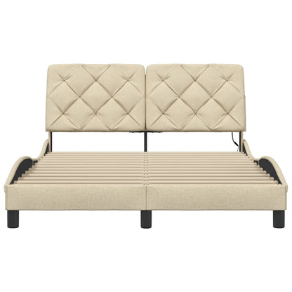 Bettgestell mit LED ohne Matratze Creme 140x190 cm Stoff