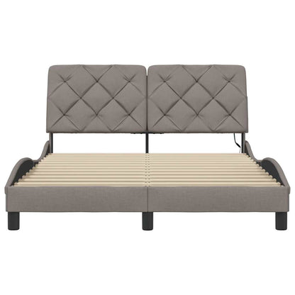 Bettgestell mit LED ohne Matratze Taupe 140x200 cm Stoff