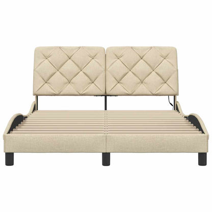 Bettgestell mit LED ohne Matratze Creme 140x200 cm Stoff