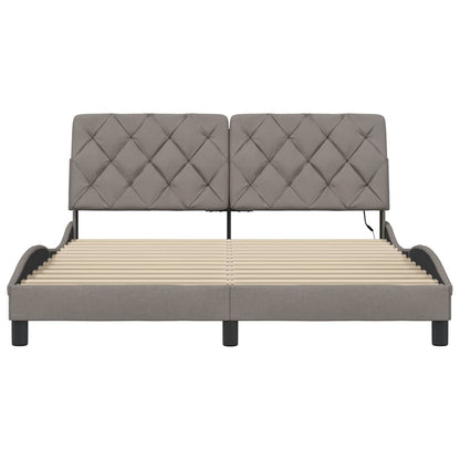 Bettgestell mit LED ohne Matratze Taupe 160x200 cm Stoff