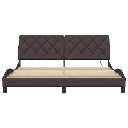 Bettgestell mit LED ohne Matratze Dunkelbraun 180x200 cm Stoff