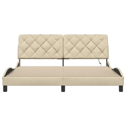 Bettgestell mit LED ohne Matratze Creme 180x200 cm Stoff