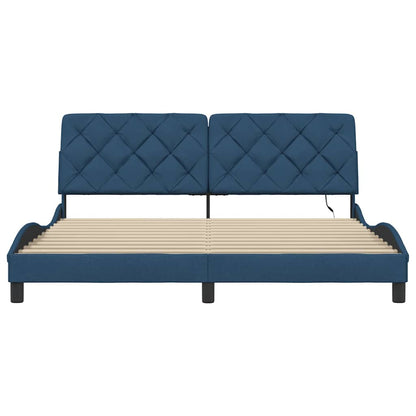 Bettgestell mit LED ohne Matratze Blau 180x200 cm Stoff