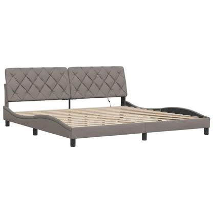 Bettgestell mit LED ohne Matratze Taupe 200x200 cm Stoff