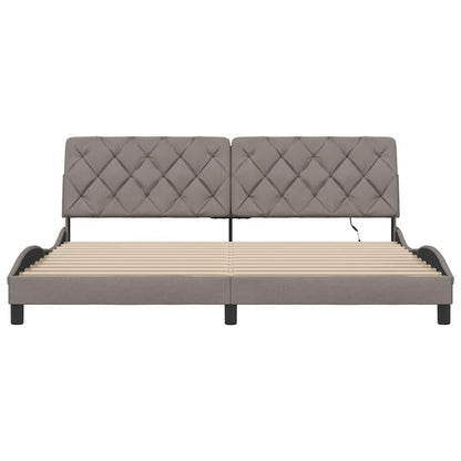 Bettgestell mit LED ohne Matratze Taupe 200x200 cm Stoff