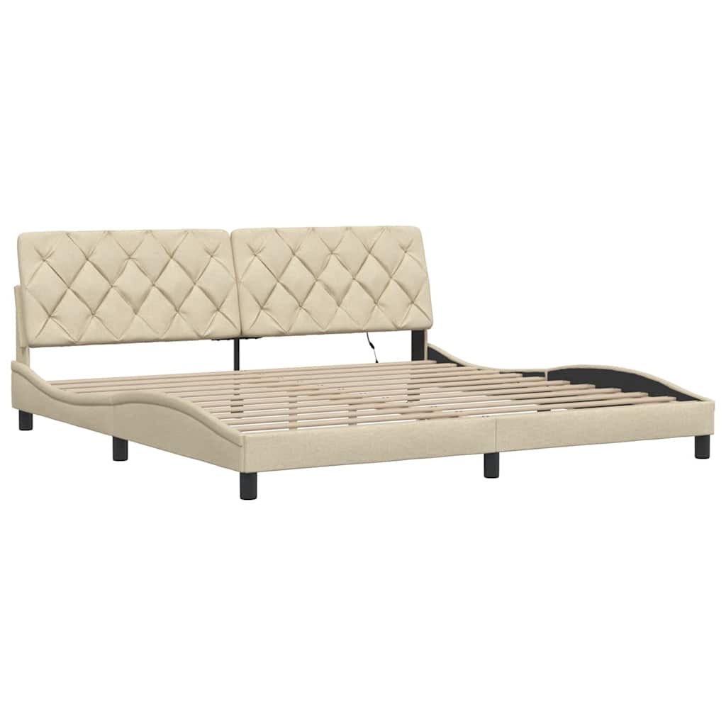 Bettgestell mit LED ohne Matratze Creme 200x200 cm Stoff