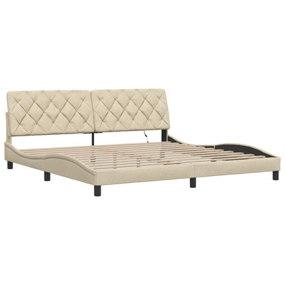 Bettgestell mit LED ohne Matratze Creme 200x200 cm Stoff