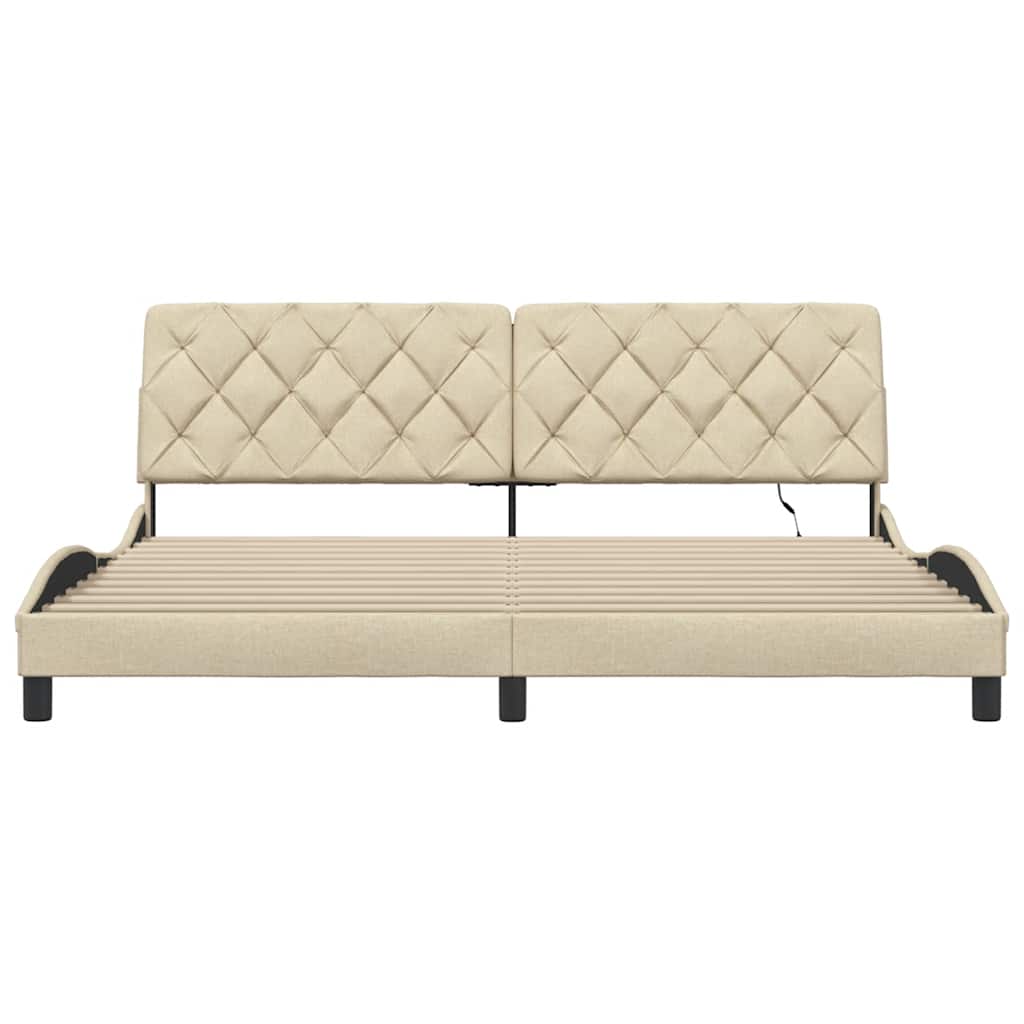 Bettgestell mit LED ohne Matratze Creme 200x200 cm Stoff