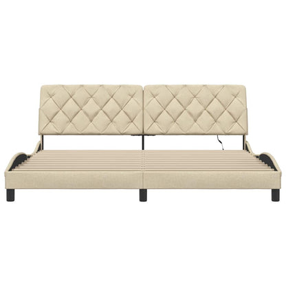 Bettgestell mit LED ohne Matratze Creme 200x200 cm Stoff