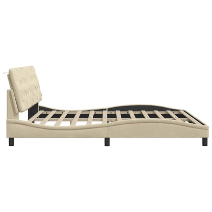 Bettgestell mit LED ohne Matratze Creme 200x200 cm Stoff