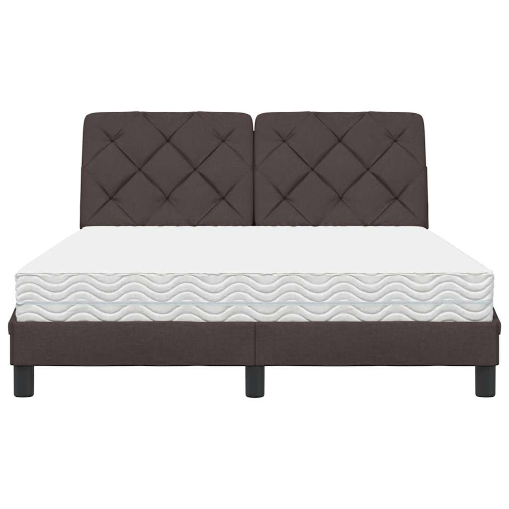 Bett mit Matratze Dunkelbraun 120x200 cm Stoff
