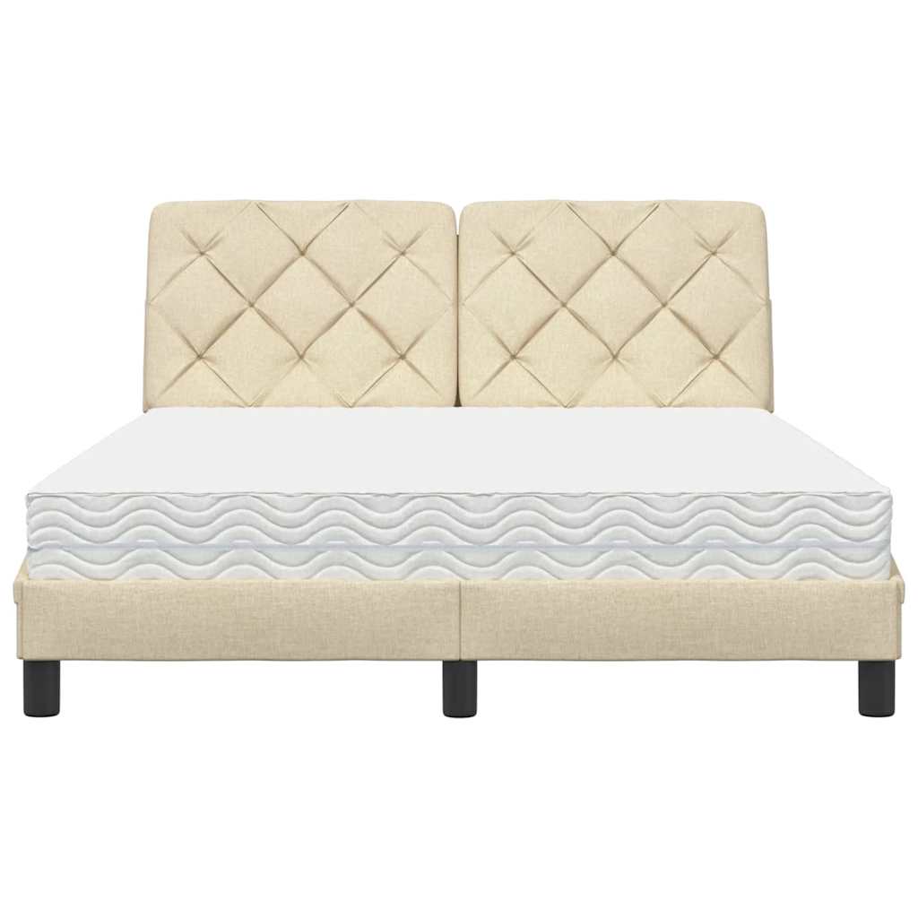 Bett mit Matratze Creme 120x200 cm Stoff