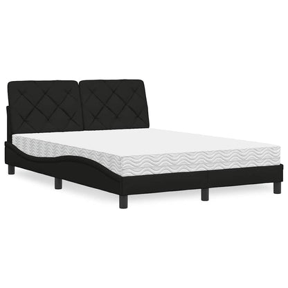 Bett mit Matratze Schwarz 140x190 cm Stoff