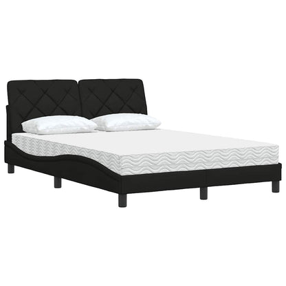 Bett mit Matratze Schwarz 140x190 cm Stoff